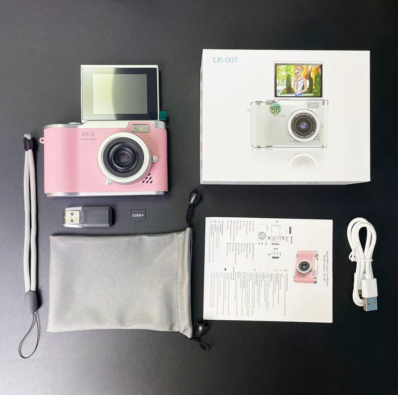 HD-Digitalkamera, 2,4-Zoll-Klappbildschirm, digitale kompakte Videokamera für Schulfotografie, Außenkamera